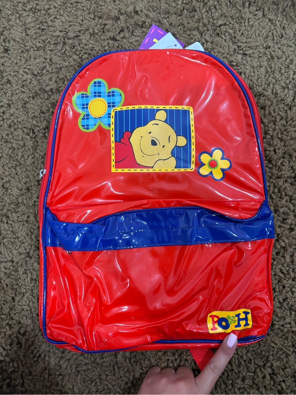 Winnie the Pooh Kids Red and Blue Backpack - Pooh Accent
